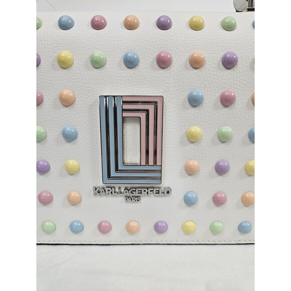 Karl Lagerfeld Paris Simone Flap Crossbody Handbag Pastel IVRY/CANDY Girlhood - Picture 2 of 10